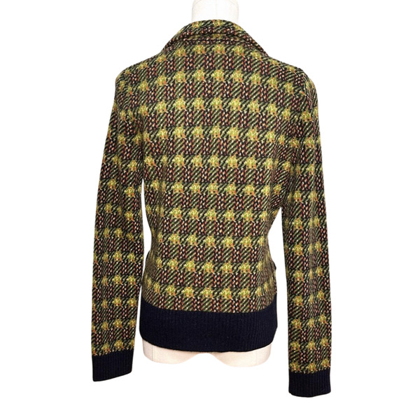 Sparrow Navy Blue Green Plaid 100% Wool Double Breasted Cardigan Blazer Medium - Picture 5 of 11